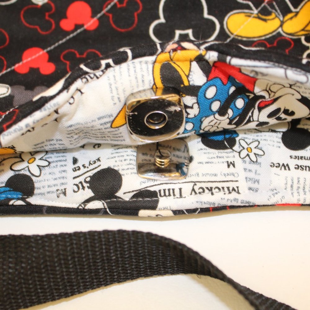 Mickey Mouse Handmade Fabric Shoulder Purse Bag Handbag Tote Magnetic Closure - Picture 6 of 7